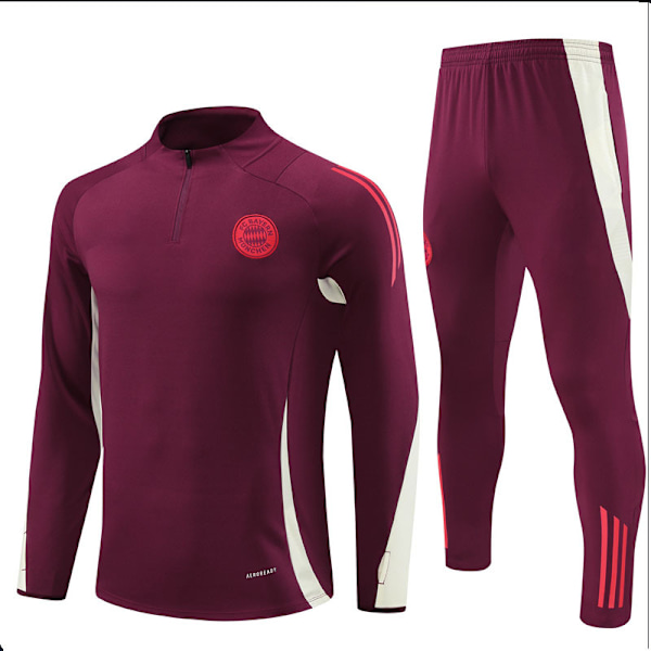 2425 Ny Bayern Fotball Langermet Halv Zip Trenings T-skjorte for Voksne og Barn Jujube Rød Jujube rød Jujube red 18