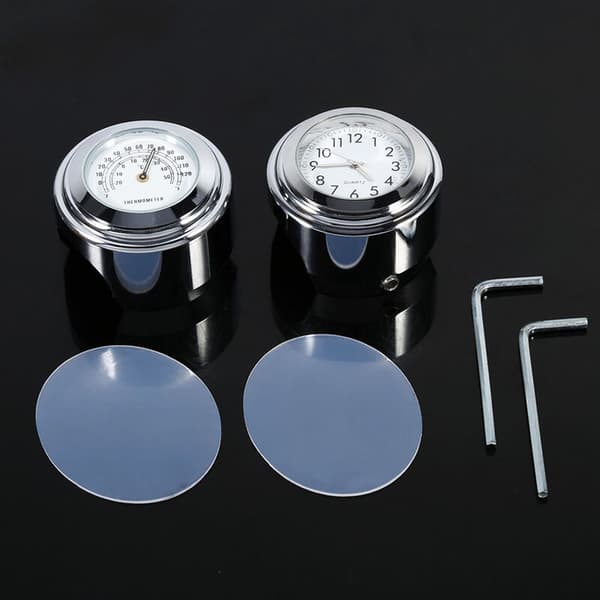 7/8\" 1\" Motorcycle Handlebar Mount Dial Clock & Thermometer Temp White??