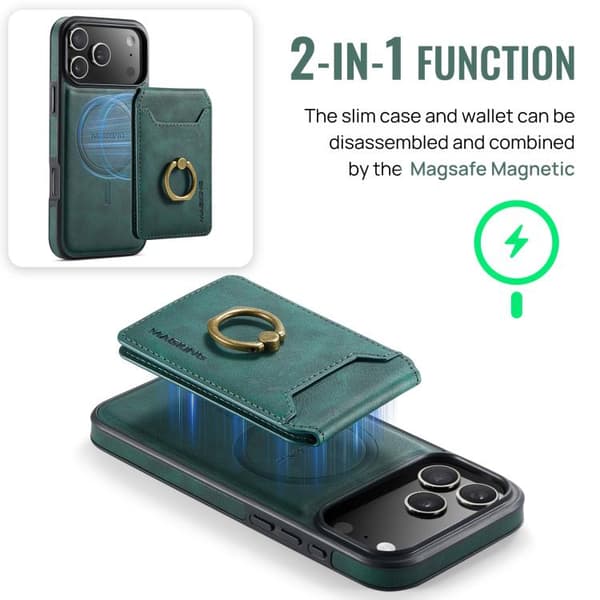 iPhone 17 Pro Case with MAGKING K1 MagSafe Detachable Wallet and RFID Grön