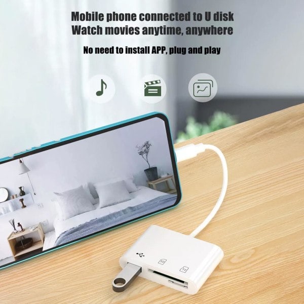 USB-C 3-i-1 Hubbkonverter Typ C-adapter SD-kortläsare för Mac typ-C One-size