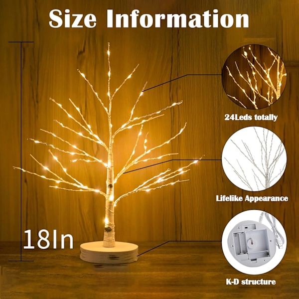 Lett tre, lett tre med 45 varmhvite LED-lys-X71-