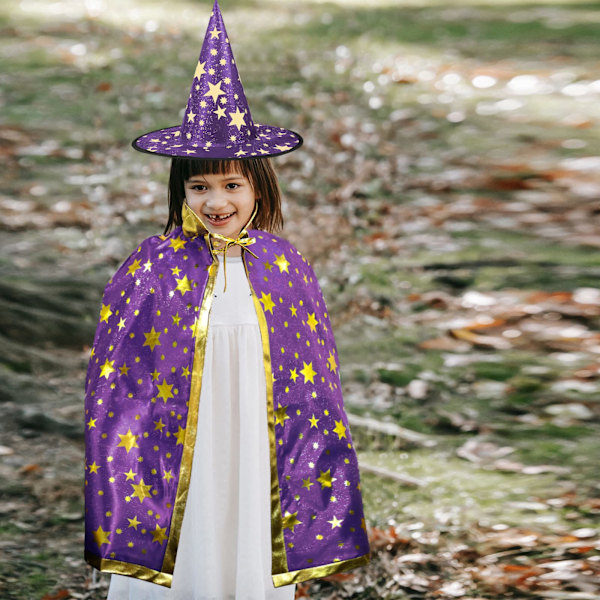 Velhon viitta ja hattu lapsille kultaisella tähtikuviolla Halloween