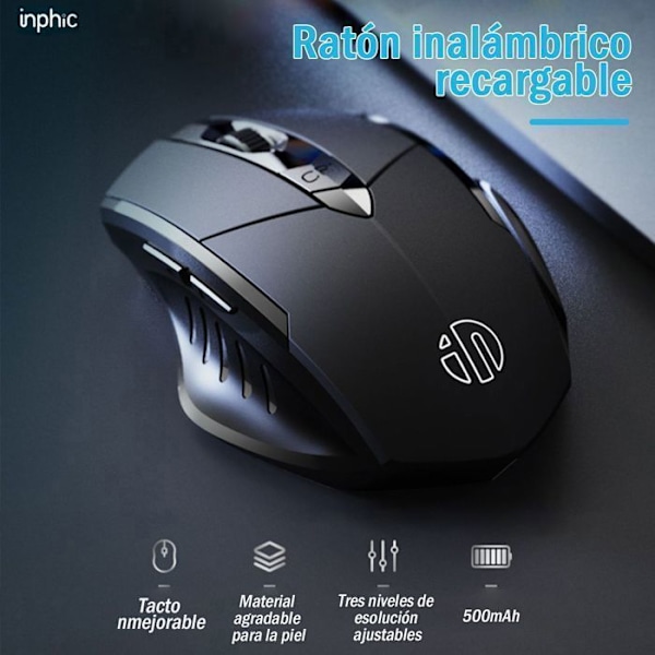 SDLOGAL Langaton Hiiri, 2,4G Ladattava Langaton Ergonomisesti Suunniteltu Optinen Hiljainen Hiiri USB Nano-vastaanottimella, 6 Painiketta, Musta