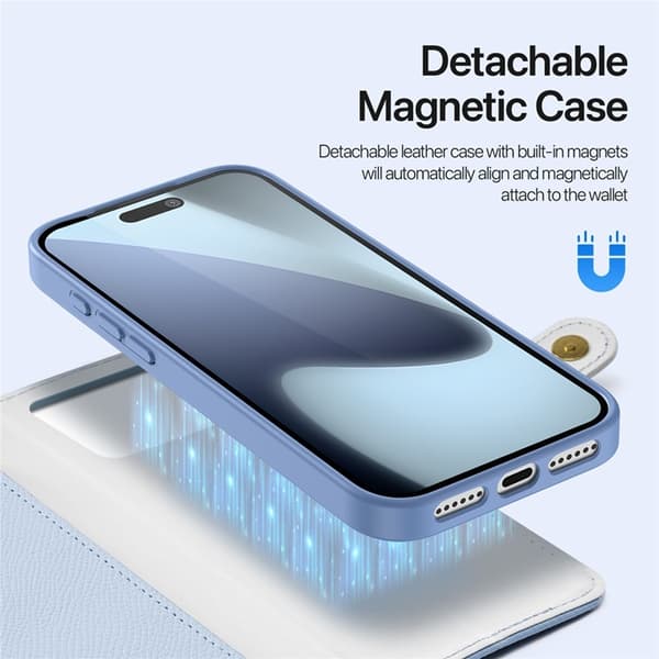 Dux Ducis iPhone 17 Pro Wallet Case MagSafe Detachable Lawa - Light Blue Blå 223