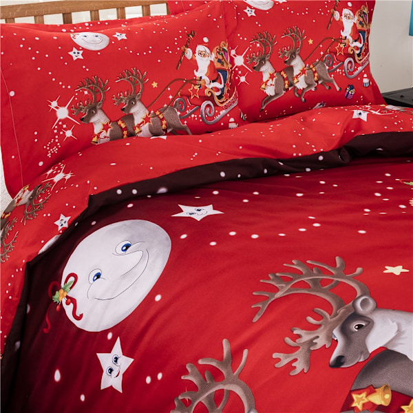 Jul sängkläder påslakan set, tomte ren säng set, present till jul (King(220x240 cm)) 220*240cm