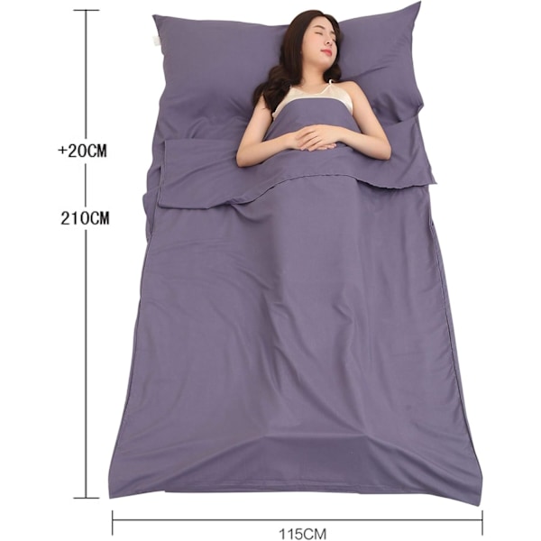 Sovsäck fodrad med reselakan för camping, rymdgrå*115x210
