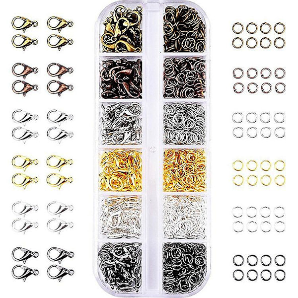 Kjedelås 120 stk Armbåndslås med 840 bøyeringer Kjedelås Smykkelås Karabinkroker for smykkelaging
