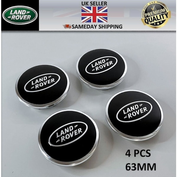 4 stk Land Rover Center Caps Sort Range Rover Sport Evoque Velar Discovery 63mm