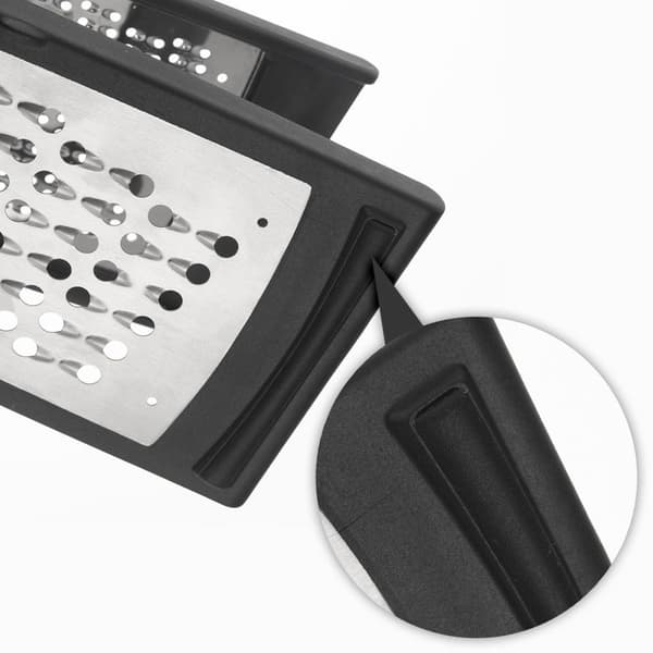 Practical kitchen grater with two blades and stainless steel container