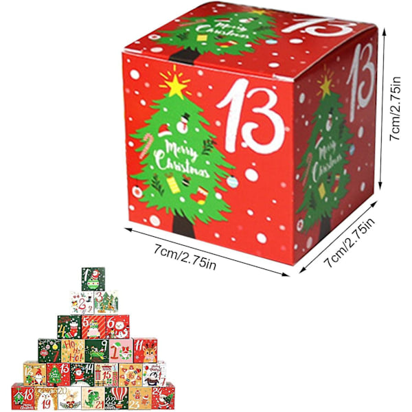 Nedräkningskalender | Blind-Box Träbordsdekor Nedräkning till Jul | 24 dagar  Advent DIY Godispresentask Barn