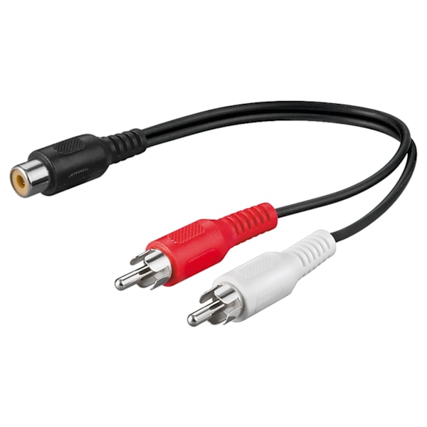 Audio Y-splitterkabel, 2x RCA-stik til 1x stereo RCA-stik