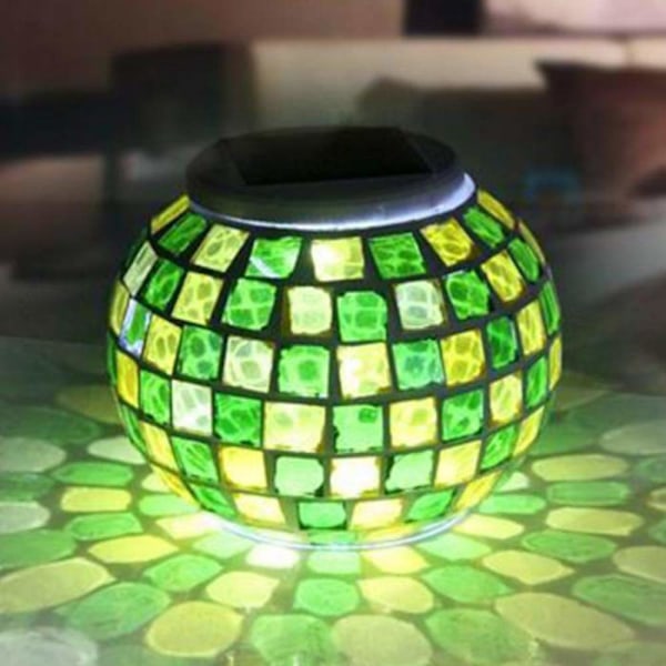 Rund vanntett glassmosaikk solcellelampe med fargeskiftende-X71-