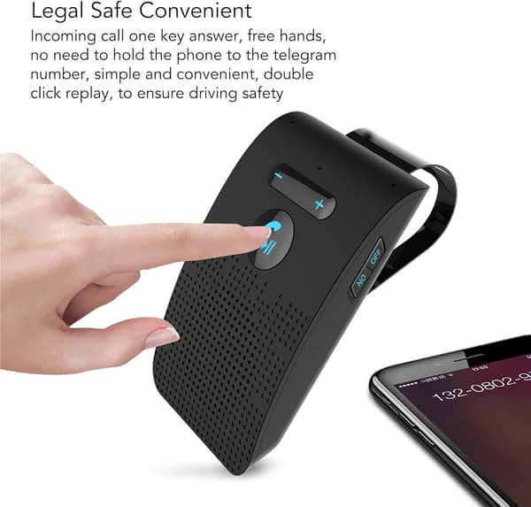 Handsfree Bluetooth Speaker for Car - Car Speaker with Sun Visor Clip, Automatic Power On, 10 Hours Talk Time