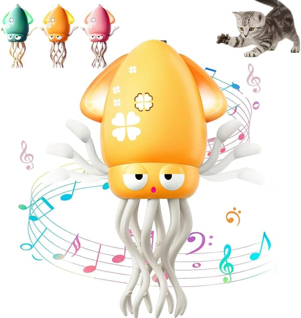 Dancing Octopus Toy, Octopus Toy, Automatic Crawling Dancing Octopus with Obstacle Detection, Crawling Octopus with LED Music yellow