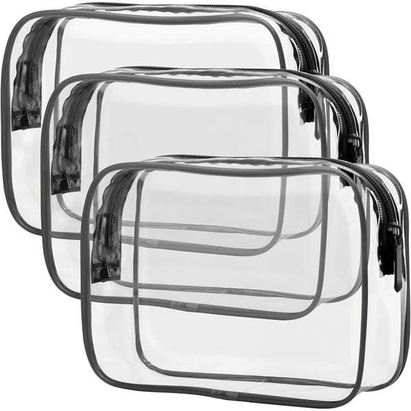 Transparent toalettmappe, 3-pakning, kosmetisk reise sminkepung, 18*12 cm