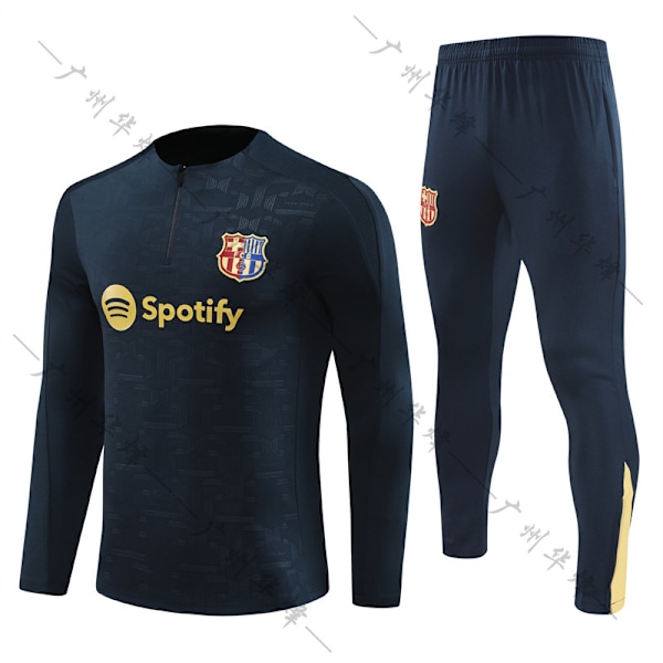 Barcelona Tröjor, Fotbollsträningskläder, Långärmade Set för Vuxna och Barn, Höst- och Vinterträningskläder för Barcelona D D-FQ3- D XL