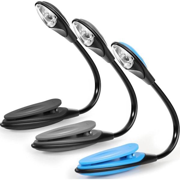 3 stk. Clip-on Lampe, Bokleselys Batteridrevet Lesing-X71-