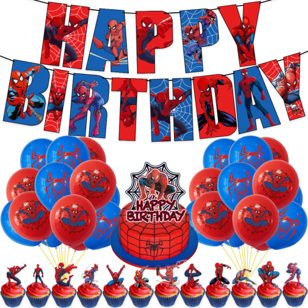 Spider-Man- set: Ge din superhjältefödelsedagsfest liv! Package 2 32Pcs Balloons Set