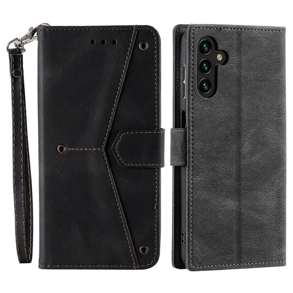 Samsung Galaxy A17 5G Leather Wallet Case with Spliced Stitching and Wrist Strap
