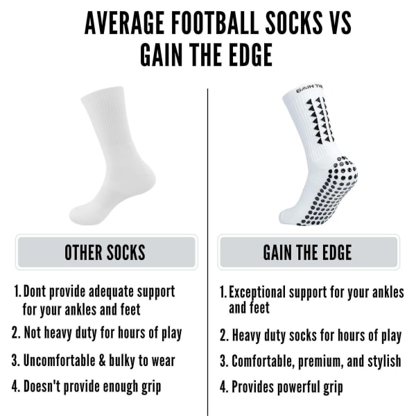 The Edge Grip Socks Fotbollsstrumpor-herr Fotbollsstrumpor Anti-slip strumpor Vita fotbollsstrumpor Halkfria strumpor för män 2 pairs Red