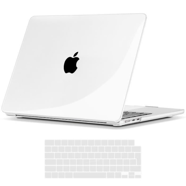 TECOOL Skal för Nya MacBook Air M2 2022 13,6 tum (A2681), Tunt Plastskal och EU Tangentbordsskydd, Transparent