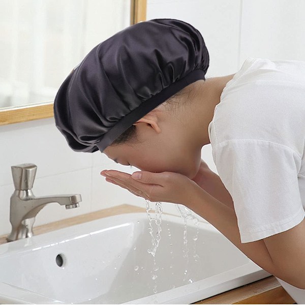 3 stycken sidenhuvor Satinhuvor Hårförband Elastiskt Brett Band Natt Sovhuva Mjuk Satin Sovhatt Hatt För Kvinnor Sovande Flickor Hårräddning