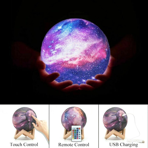 Månelys stjernehimmel natplanet malet 3D soveværelsesbordslampe-X71-