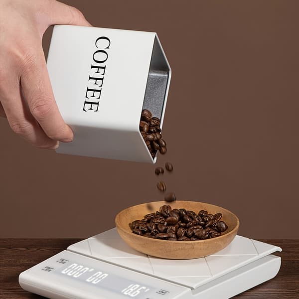 Metallförvaringsburksset för kaffebönor, socker och te, köksorganisation 3pcs/set, White