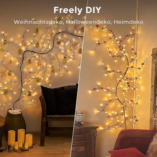 Belyst pilgren 2 st 144 LED, konstgjord trädvägglampa för sovrum vardagsrum stämningsbelysning
