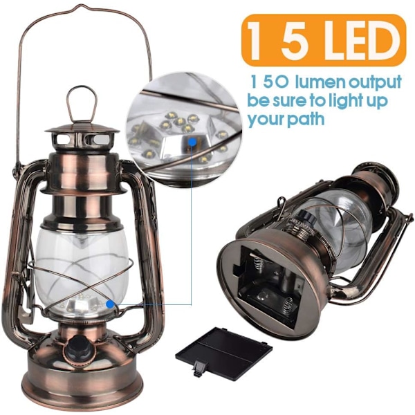 Vintage LED Hurricane Lanterne Antik Metal Dæmperkontakt-X71-