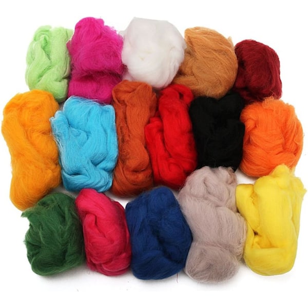 Filtnål 36 Farver Nålfiltning Uld Roving Fiber Uldgarn Roving til Nålfiltning Håndspinning