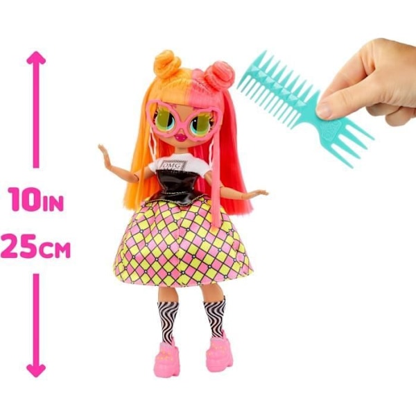 LOL Surprise OMG - 24 cm Modedocka - Neonlicious - 2 outfits med kam och tillbehör - Från 4 år