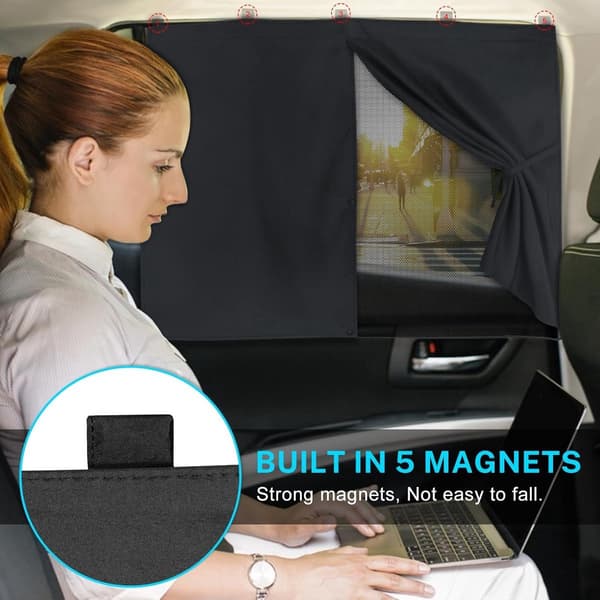Two-piece - Magnetic sunshade for rear window - Double-layer magnetic sunshade - Black
