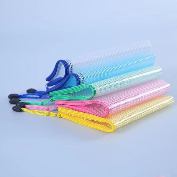 10 stk A5 Plastlommer, Zip-poser A5 Net Dokumentmappe til Filopbevaring, Skole