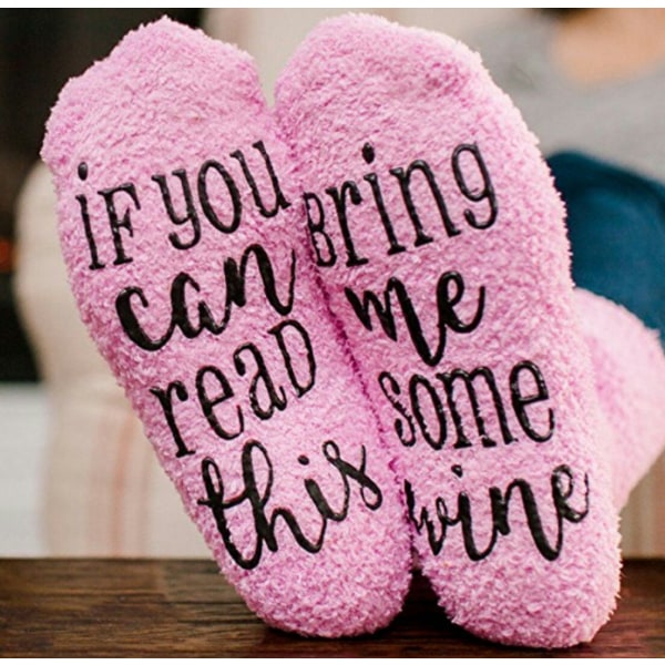 bring Me Some' Winter Indoor Cotton Fuzzy Socks Present For Him Novelty Quote Pink 1