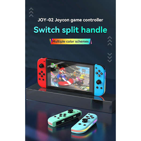 BT 5.2 RGB LED-switch L/R JoyCon-spelkontroll för Nintendo Switch/Lite/Oled JoyCon-spelkontroller med dubbel vibration (svart guld)