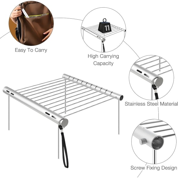Galaxy Campinggrill i rustfrit stål, sammenklappelig, bærbar kulgrill, minigrill til picnic, overlevelse udendørs