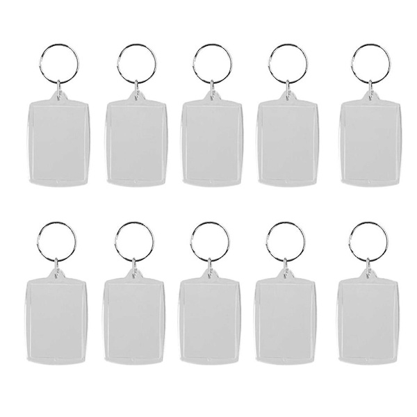 100 stk. Transparent Blank Akryl Indsats Foto Billedramme Nøglering Nøgleholder DIY Split Ring Nøglering Gave-X72-