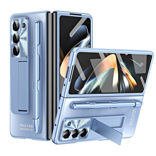 Galaxy Z Fold 5 fodral med S Pen och S Pen-hållare, inbyggt skärmskydd och stativ för Samsung Galaxy Z Fold 5 - Blå