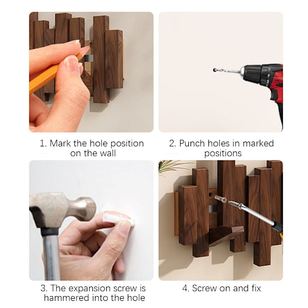 Träpiano Klädhängare Väggmonterad Klädhängare Multifunktionell Fällbar Hängare Estetisk Rumsinredning Valnöt Black Walnut 3 Hooks