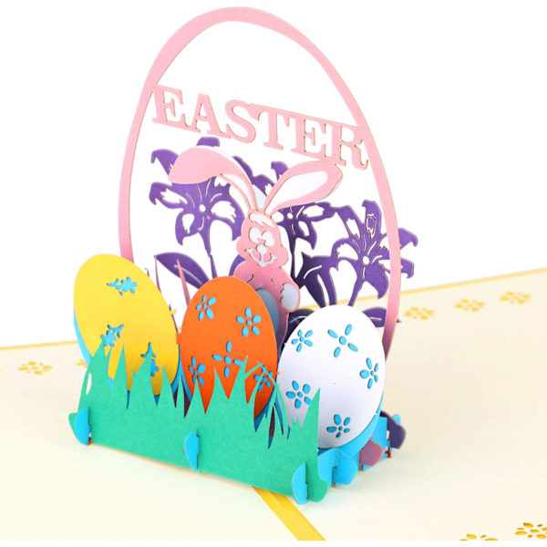 2 Pak Happy Easter Lykønskningskort, Påskehare Blomsterkort-X71-