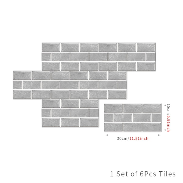 12 ark Grå Kakeldekor, Självhäftande Vinyl Backsplash Ti-X72-