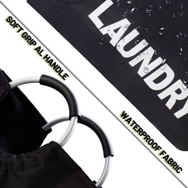 Laundry Basket with Padded Handles, Waterproof Foldable Laundry Hamper, Laundry Basket for Bathroom, Laundry Room, Dorm Black