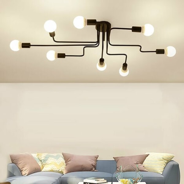 Kattovalaisin 8 Lamppua E27 Vintage Teollinen, Edison 8 Päät Metallirauta Vintage Teollisuusvalaisimet Retro Riippuvalaisin Ruokasali Hotelli Makuuhuone-X72-