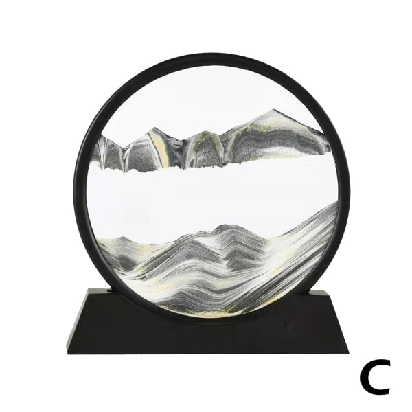 CZQIKEDA Bevegelig Sandsandbilde, 3D Dynamisk Rund Sand Svart One-size