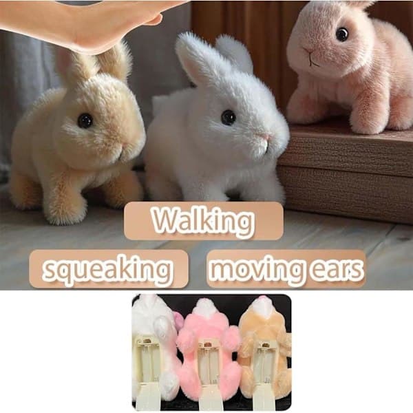 Interactive Rabbit Plush Toy, Realistic Hopping Electric Rabbit for Easter, Brown-FQ- Brown