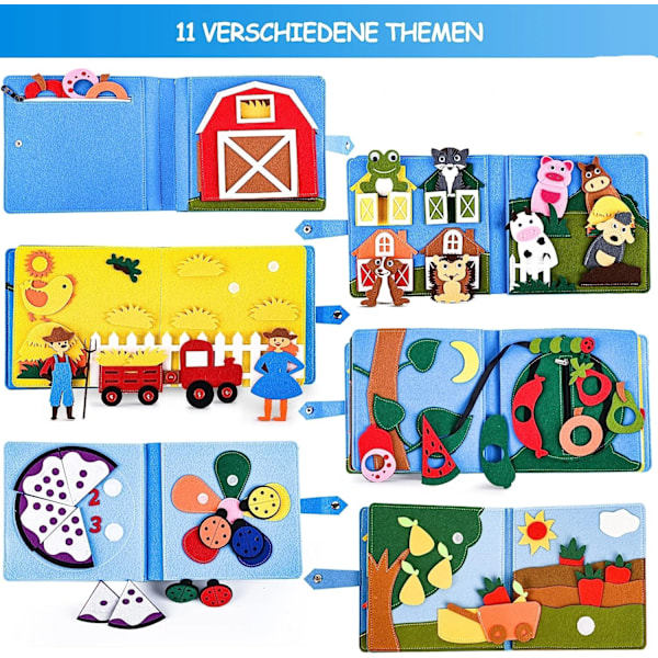 3D Montessori Berättande Klädbok Filt Aktivitetsbräde Bok Förskola Småbarn Tidig Lärande Leksak