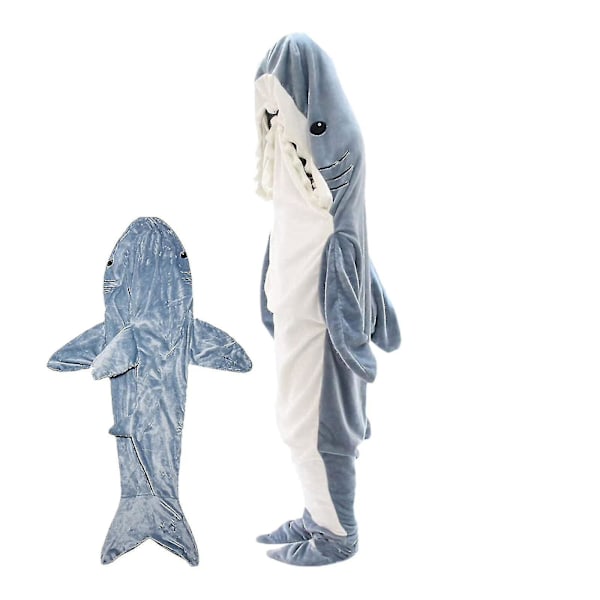 Hainpeittohuppari aikuisille - Hai-onesie aikuisille kannettava peitto - Haipeitto superpehmeä mukava flanellihuppari haimakuupussi-scntcv-yzy