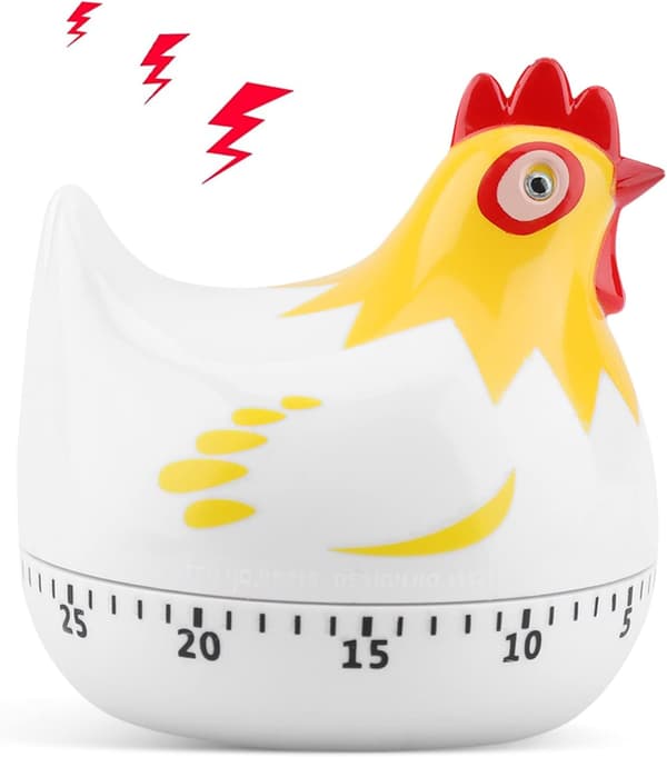 Chicken Kitchen Timer, Egg Timer, 60 Minute Chicken Kitchen Timer Manual Kitchen Timer with Loud Alarm for Cooking, Mechanical Rotating-FQ-
