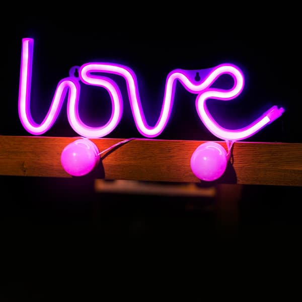 FOREVER Neon LED LOVE Batteri + USB - Rosa